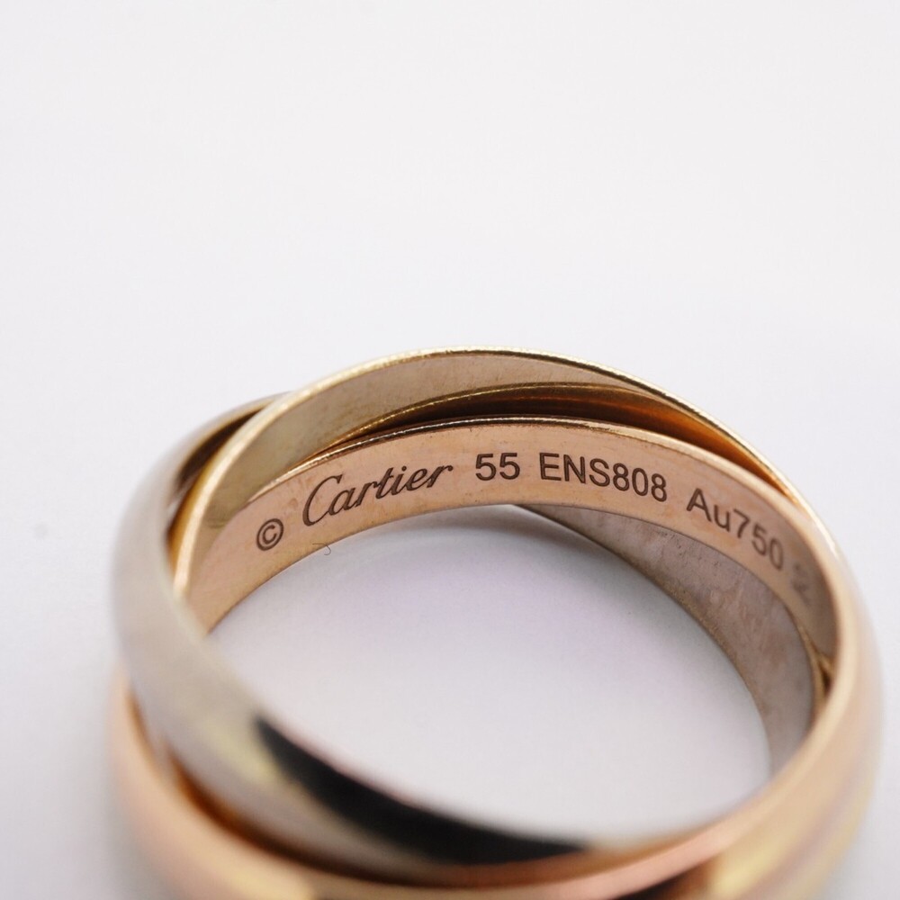 Cartier Trinity Ring, Classic Model, 18K Yellow Gold, White Pink #55, for Men... - Picture 4 of 9